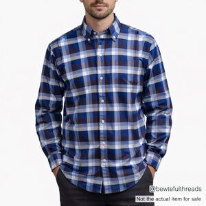 Tommy Hilfiger 18/34 Blue Plaid Button Down Shirt Regular Fit Long Sleeve